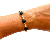 Black & Gold Filled Bracelets: Metallic Black & Gold Textured
