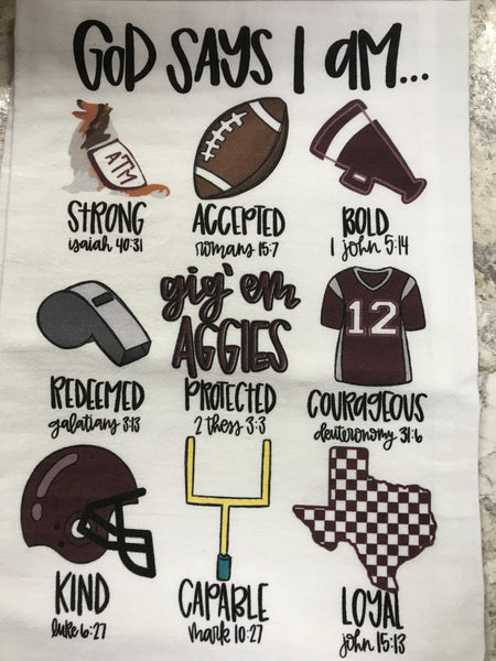 A&M God Says I am Tea Towel