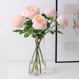 17"Premium Real touch English Austin Cabbage Rose Stem: Light Blue