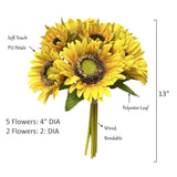 Pack of 7Stems-Rustic antique -Real Touch Sunflower Bouquet: Rich Wine