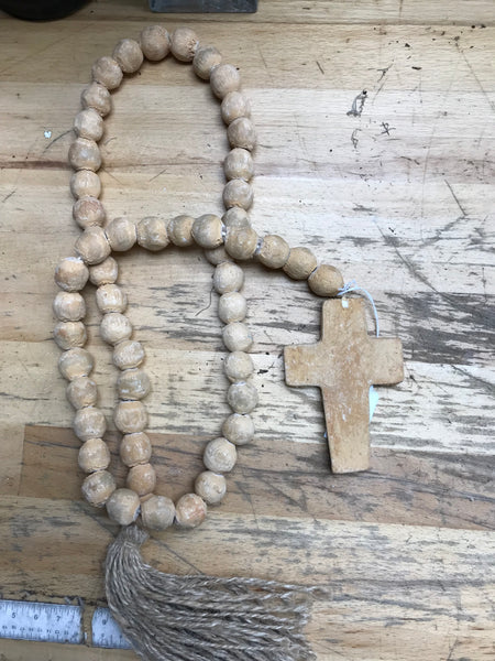Clay Garland With Cross and Tassel (Peach Colored)