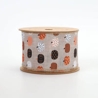2 1/2" Wired Ribbon | "Multi Pumpkin" Natural/Brown Multi