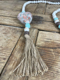 Blue Beaded Heart-Clay Strand-Beads-Garland-63 in-Colorful