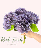 12.5"Real Touch lifelike Hydrangea-6”bloom: Royal Blue