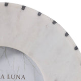 Photo Frame - White/Black Marble Wood with Inlay, 4x4 in.