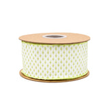 2 1/2" Wired Ribbon | Lime Green/White Woven | 10 Yard Roll
