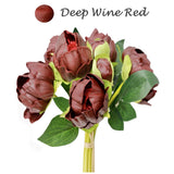 10.5" Real touch artificial Peony bundle-8 Flowers and buds: Rich Red