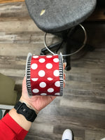 Red and White Polka Dot with Black and White Stripe Ribbon