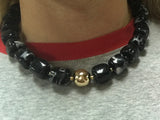 Resin Bead Chunky Necklace-Black and Gold