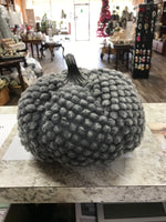 6in Gray Tuffed Fabric Pumpkin