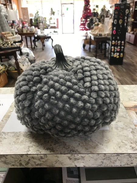 6in Gray Tuffed Fabric Pumpkin
