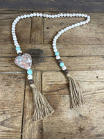 Blue Beaded Heart-Clay Strand-Beads-Garland-63 in-Colorful