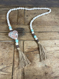 Blue Beaded Heart-Clay Strand-Beads-Garland-63 in-Colorful