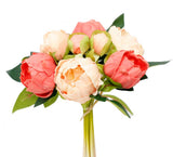 10.5" Real touch artificial Peony bundle-8 Flowers and buds: Rich Red