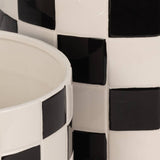 Planters Set of 2 - Black Ceramic Checkerboard, 10/12 in.