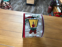 Cardinal On Lantern Christmas Ribbon
