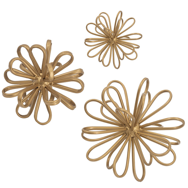 Gold Iron Spherical Flower Statuaries - Large