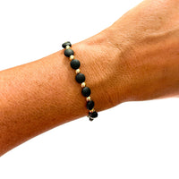 Black & Gold Filled Bracelets: Matte Flat Black