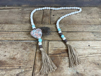 Blue Beaded Heart-Clay Strand-Beads-Garland-63 in-Colorful
