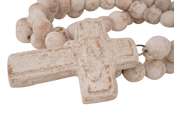 Clay Rosary-44 inches-Prayer Beads-Cross-Handmade-4 Colors: White