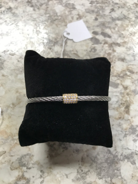 Silver and Gold Open Bangle