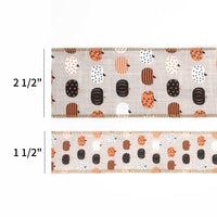 2 1/2" Wired Ribbon | "Multi Pumpkin" Natural/Brown Multi