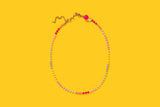 Beaded Necklace - Multi-Colored + Pink Beads - Riley