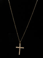 Gold sm Pearl Cross Necklace