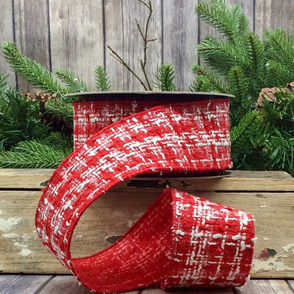 Boucle Clear Tinsel Red and White Ribbon