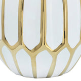 Decorative Vase - White/Gold Ceramic Bud Abstract, 8 in.