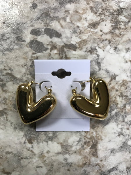 Gold Heart Hoop Earrings