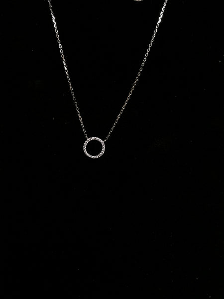 Silver Circle Necklace with C.Z