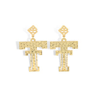 Gold Texas Tech Logo Earring with BC Logo