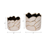 Plant Pot Set of 2 - Ivory/Gold Ceramic Resin Clouds, 6/7 in