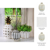Decorative Vase - White/Gold Ceramic Bud Abstract, 8 in.