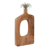Decorative Vase - Natural Solid Wood Cut-Out Center, 18.5 in