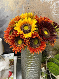 Pack of 7Stems-Rustic antique -Real Touch Sunflower Bouquet: Rich Wine
