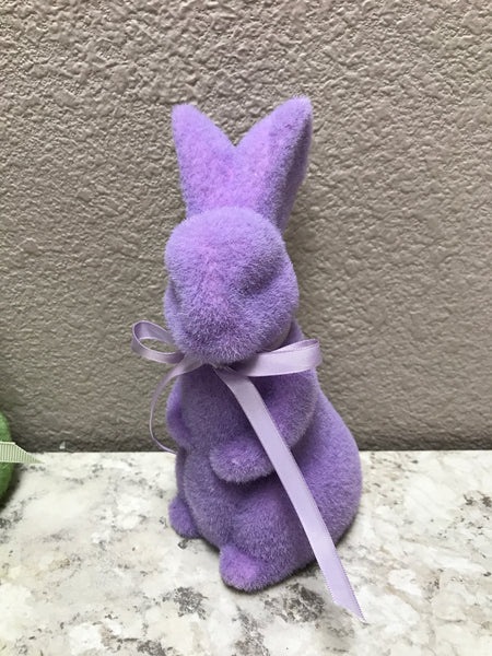 8" Purple Plastic Flocked Easter Bunny