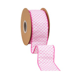 2 1/2" Wired Ribbon | Bold Hot Pink/White Woven | 10 Yard Roll