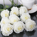 17"-Ultra Realist Real touch Cabbage Rose-Artificial : Off-White