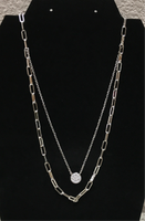 Double Layer Silver Paper Clip Necklace