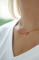 Texas Tech Red Raiders Slogan Necklace in Red/Shiny Gold