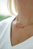 Texas Tech Red Raiders Slogan Necklace in Red/Shiny Gold