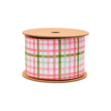 2 1/2" Wired Ribbon | Pink and Green Checked Plaid | 10 Yard Roll
