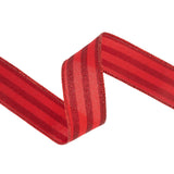 1 1/2" Wired Ribbon | Red Glittered Pinstripes on Red | 10 Yard Roll