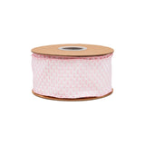 2 1/2" Wired Ribbon | Pink/White Woven | 10 Yard Roll