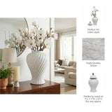 Decorative Jar - White Ceramic Swirl Tall Lidded, 20 in.