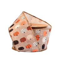 2 1/2" Wired Ribbon | "Multi Pumpkin" Natural/Brown Multi