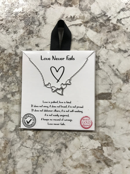 5 Heart Silver Necklace