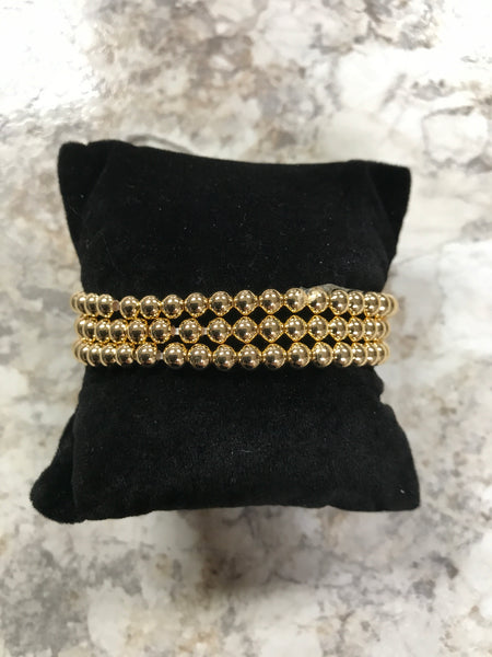 Beaded S/3 Gold Bracelet